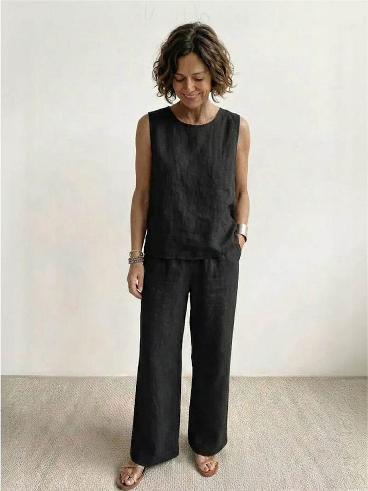 Women's Sleeveless Tank Top and Wide-Leg Pants Set