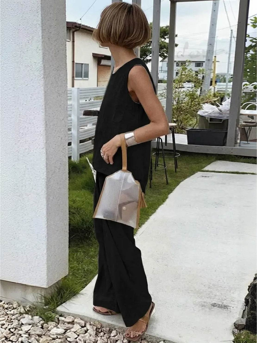 Women's Sleeveless Tank Top and Wide-Leg Pants Set