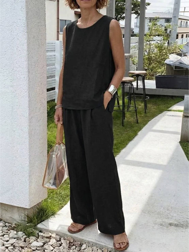 Women's Sleeveless Tank Top and Wide-Leg Pants Set