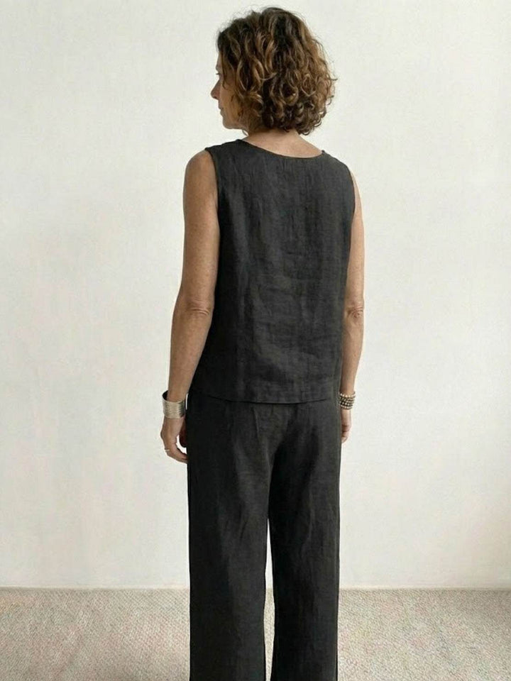 Women's Sleeveless Tank Top and Wide-Leg Pants Set