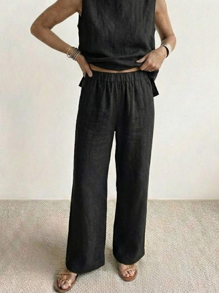 Women's Sleeveless Tank Top and Wide-Leg Pants Set