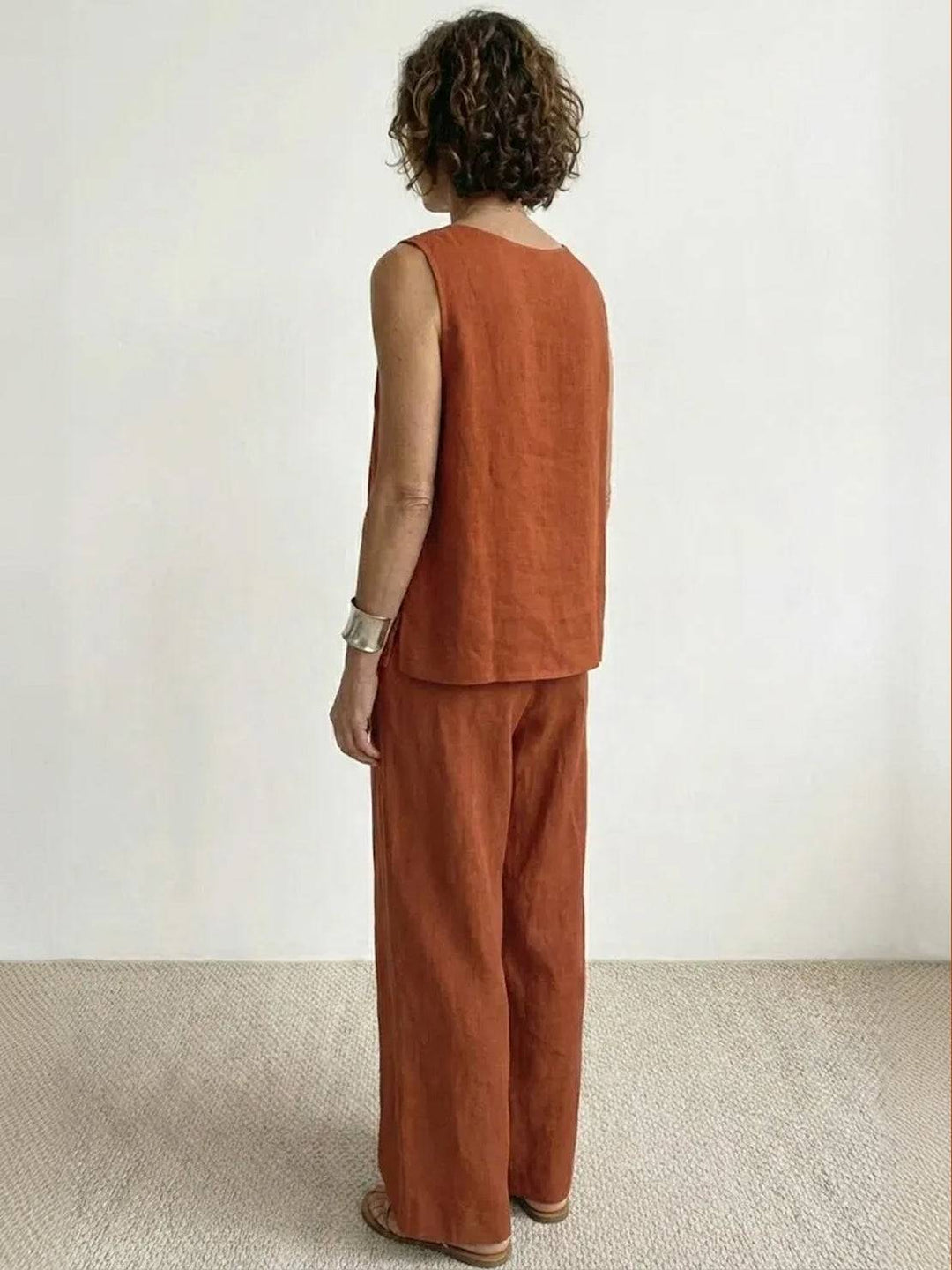 Women's Sleeveless Tank Top and Wide-Leg Pants Set
