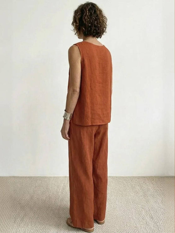 Women's Sleeveless Tank Top and Wide-Leg Pants Set