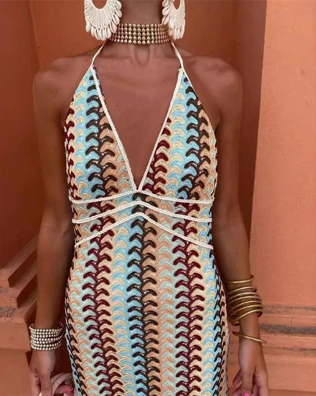 Women's Boho Crochet Beach Tunic Dress