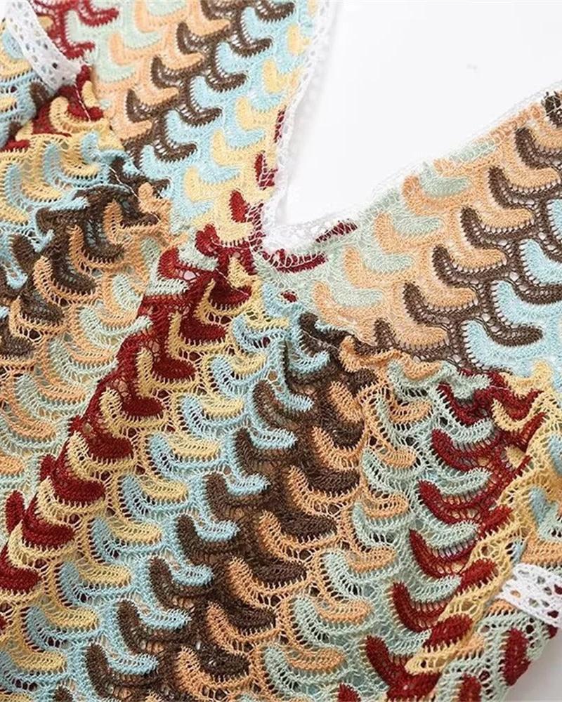 Women's Boho Crochet Beach Tunic Dress