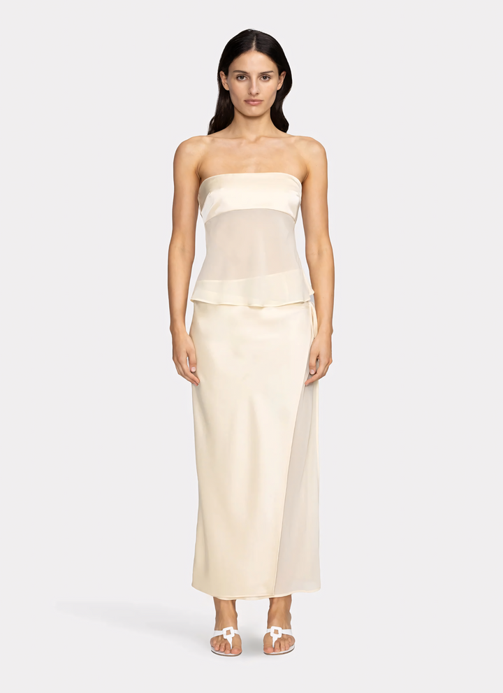 Women's Sheer Draped Strapless Dress
