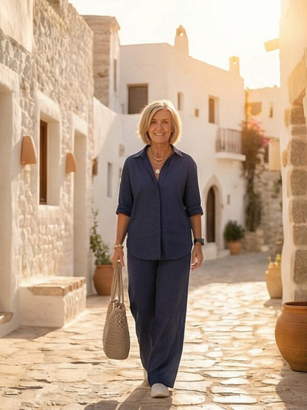 Women's Casual Button-Down Shirt and Wide-Leg Pants Set