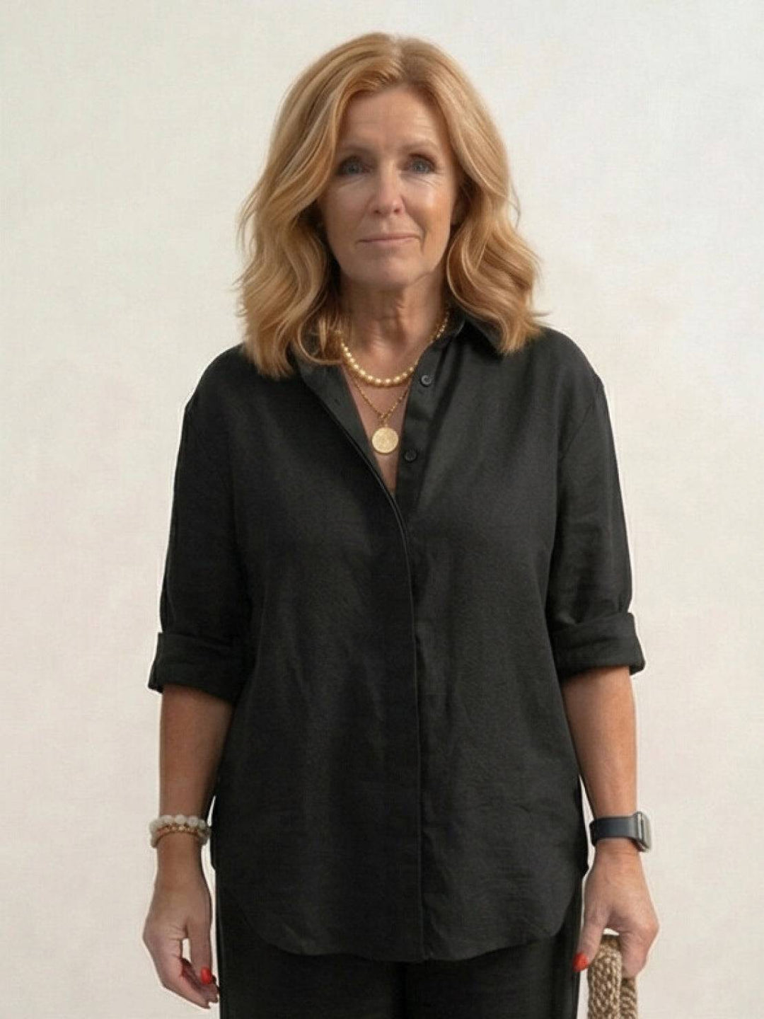 Women's Casual Button-Down Shirt and Wide-Leg Pants Set