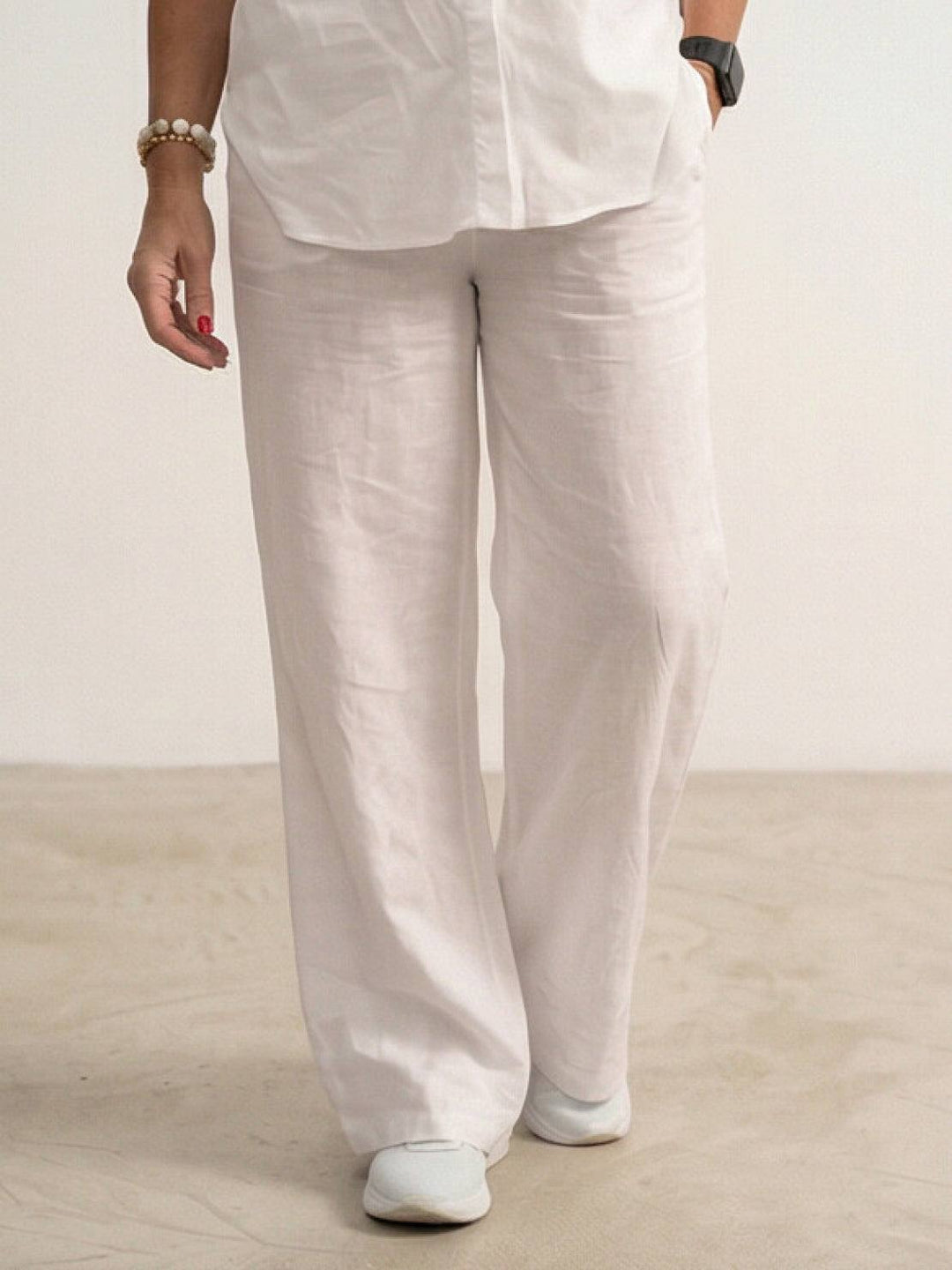 Women's Casual Button-Down Shirt and Wide-Leg Pants Set