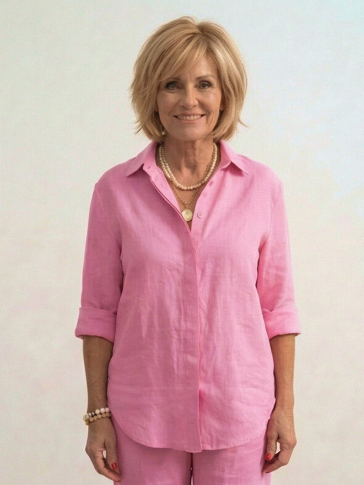 Women's Casual Button-Down Shirt and Wide-Leg Pants Set