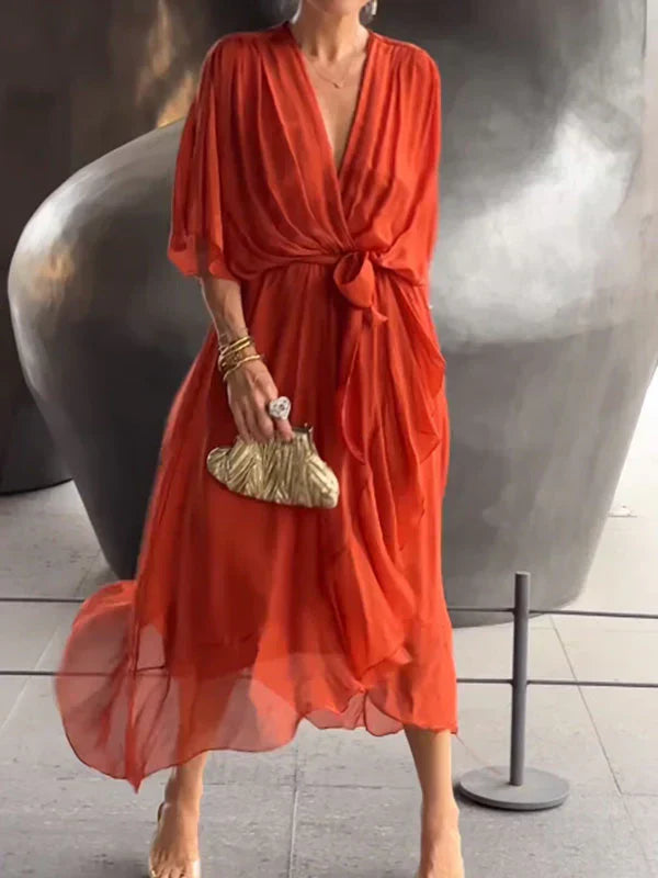 Women's V-Neck Flowy Dress