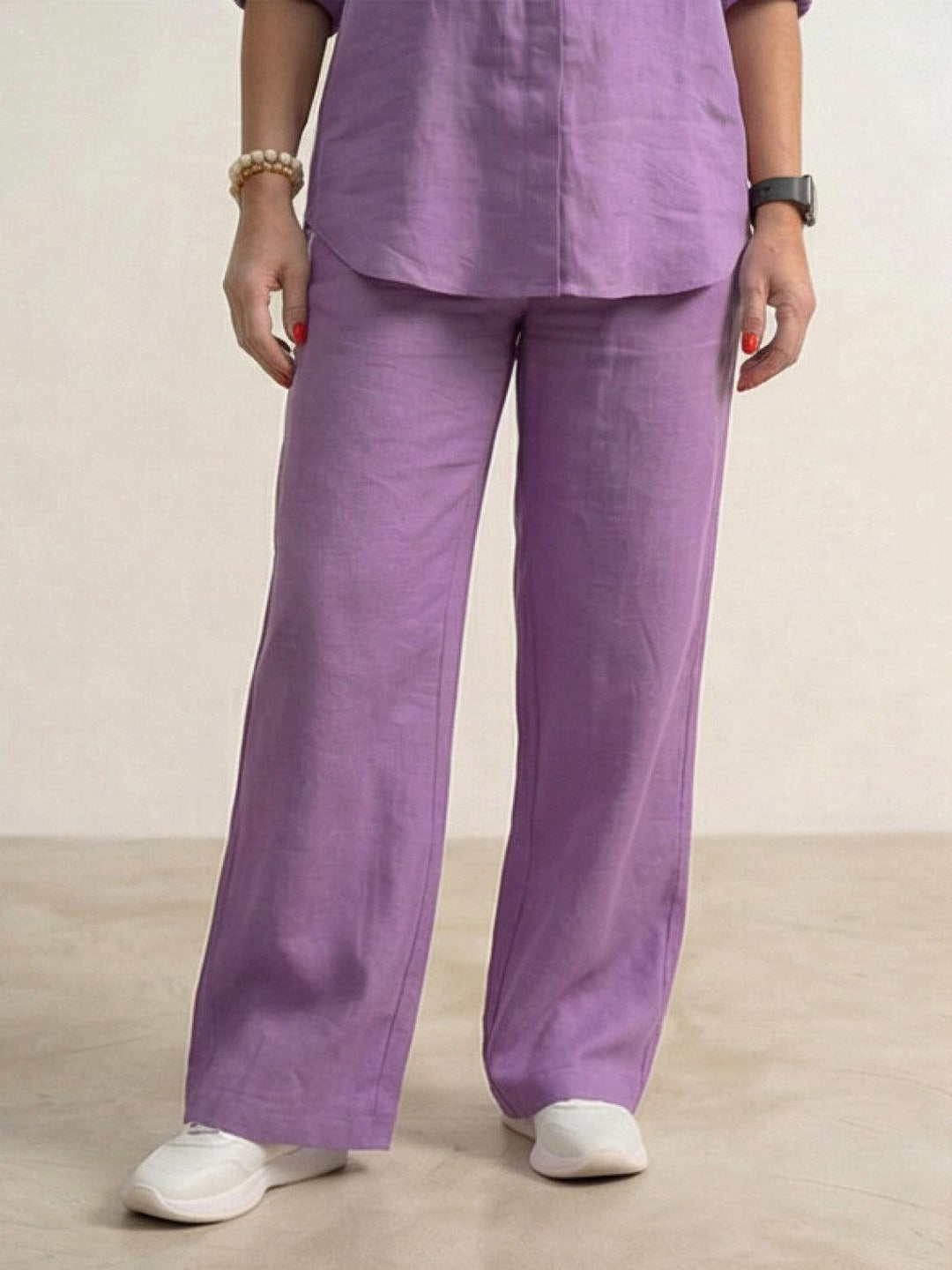 Women's Casual Button-Down Shirt and Wide-Leg Pants Set