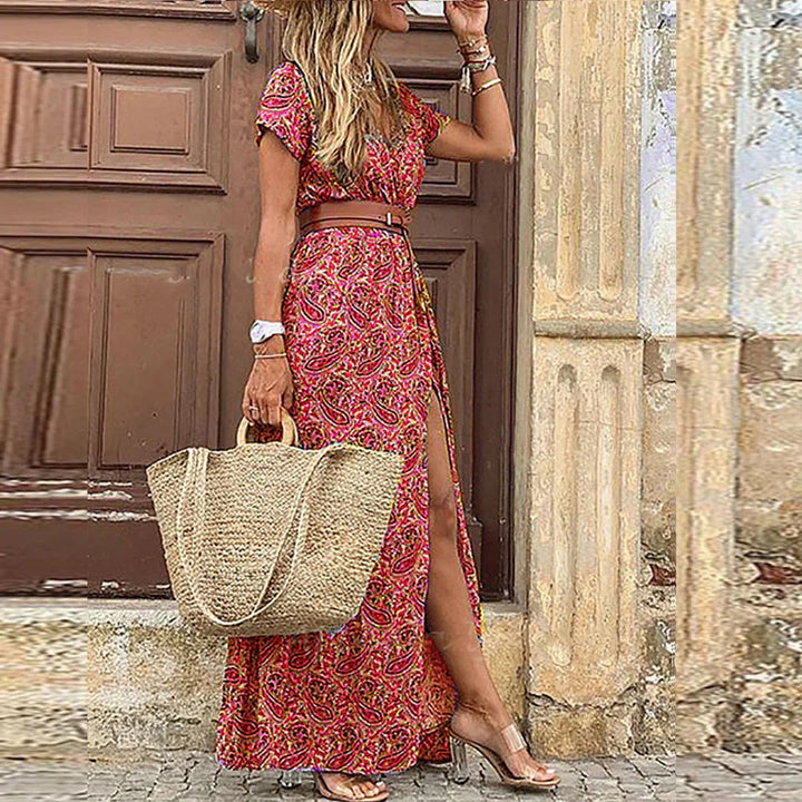 Women's Airy Boho Maxi Dress With FREE Matching Belt