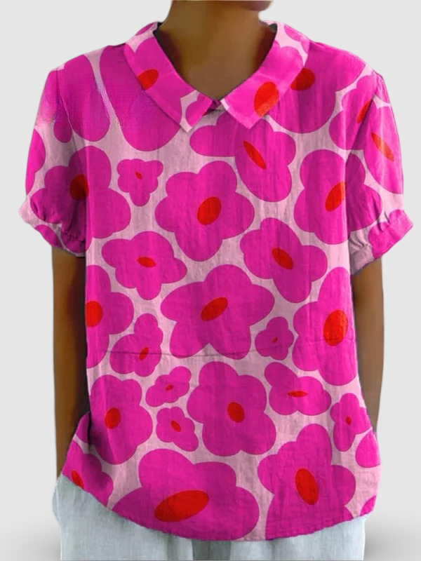 Women's Vibrant Pink Floral Pattern Printed Casual Shirt