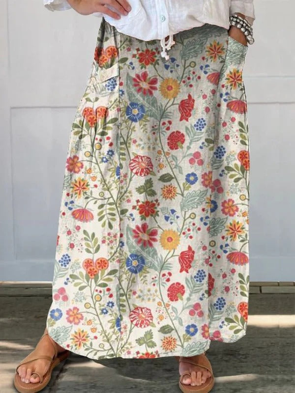 Women's Pastoral Floral Art Print Blouse