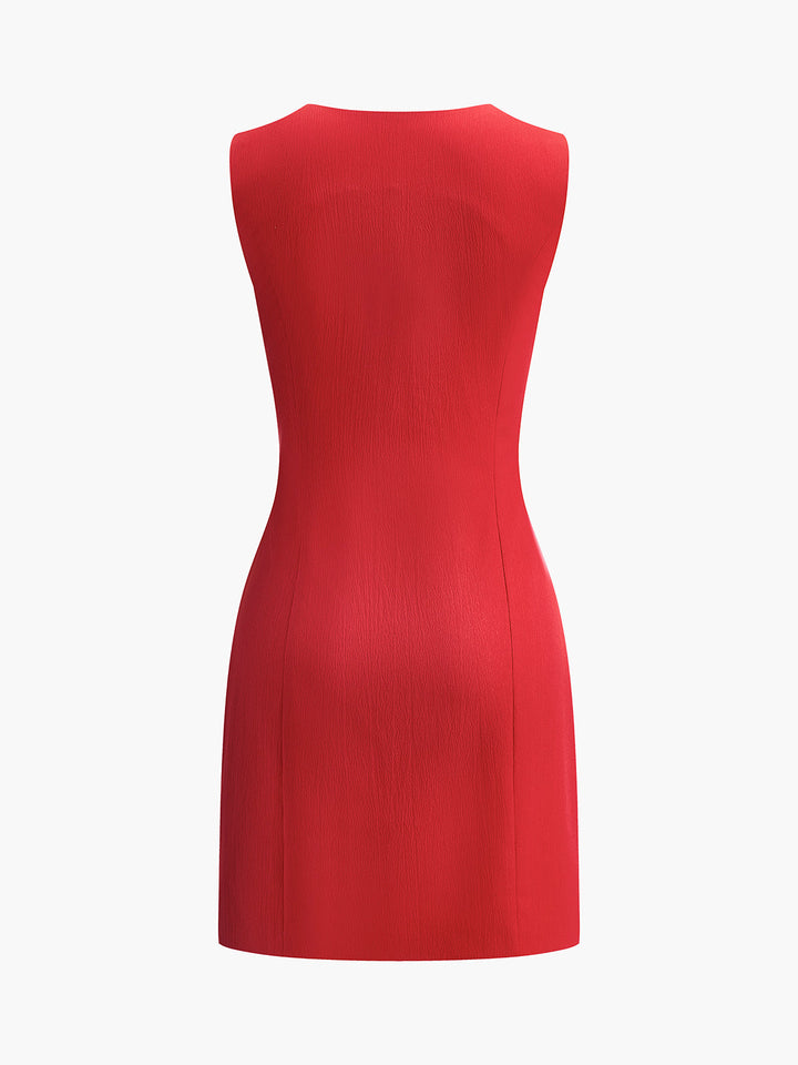 Women's V-Neck Mini Dress Sleeveless Fitted Summer Dress