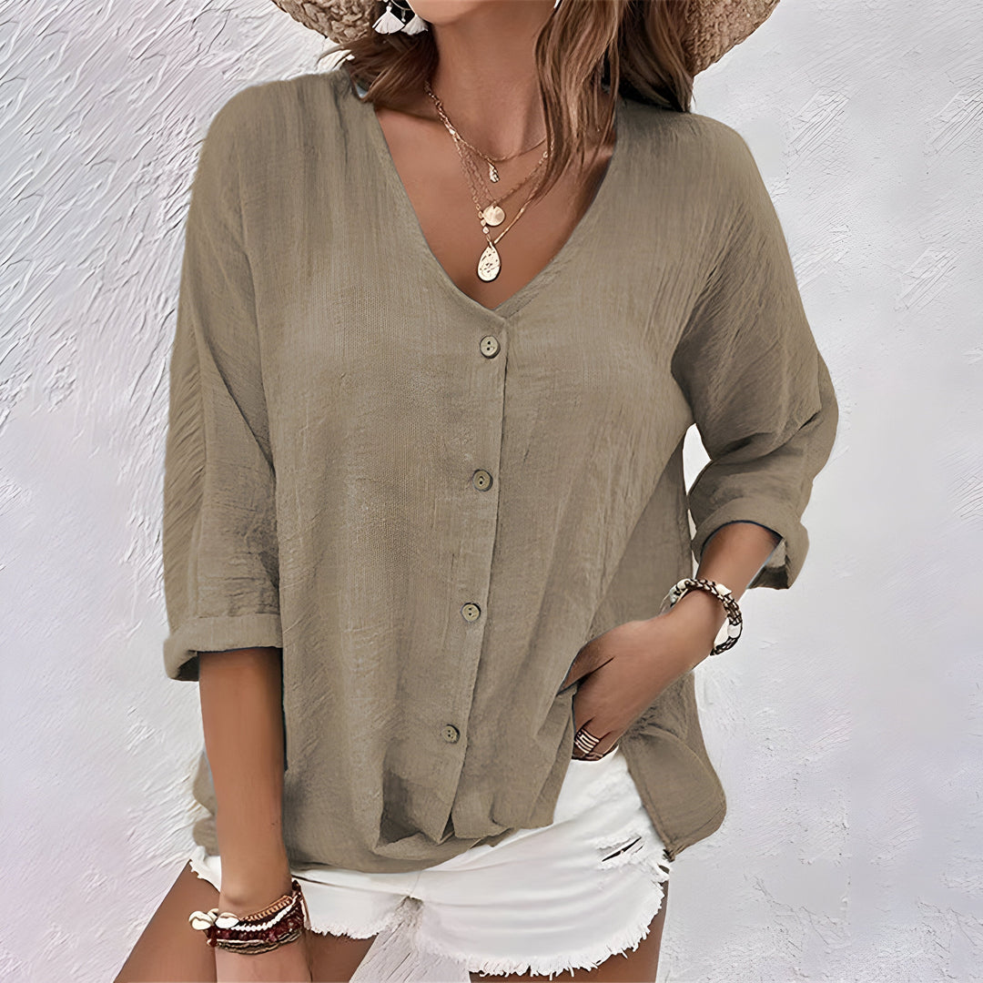 Women's Relaxed Button-Up Blouse