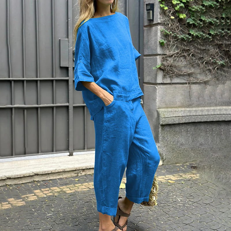 Women’s Casual Cotton-Linen Two-Piece Set