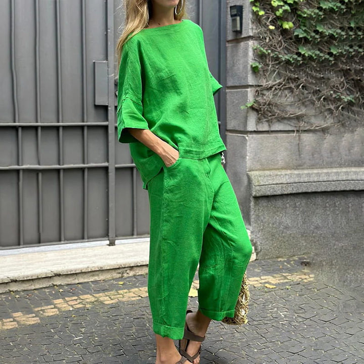 Women’s Casual Cotton-Linen Two-Piece Set