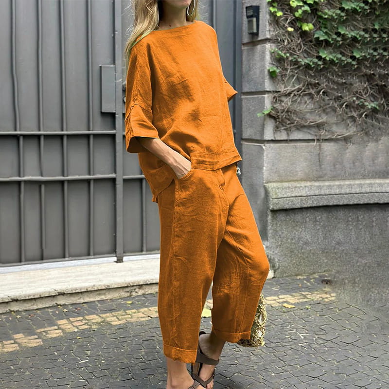 Women’s Casual Cotton-Linen Two-Piece Set