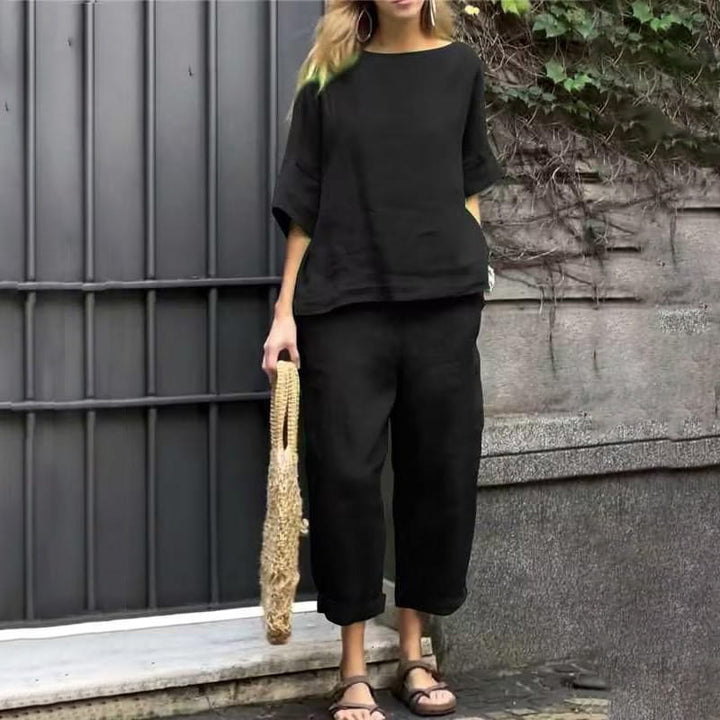 Women’s Casual Cotton-Linen Two-Piece Set