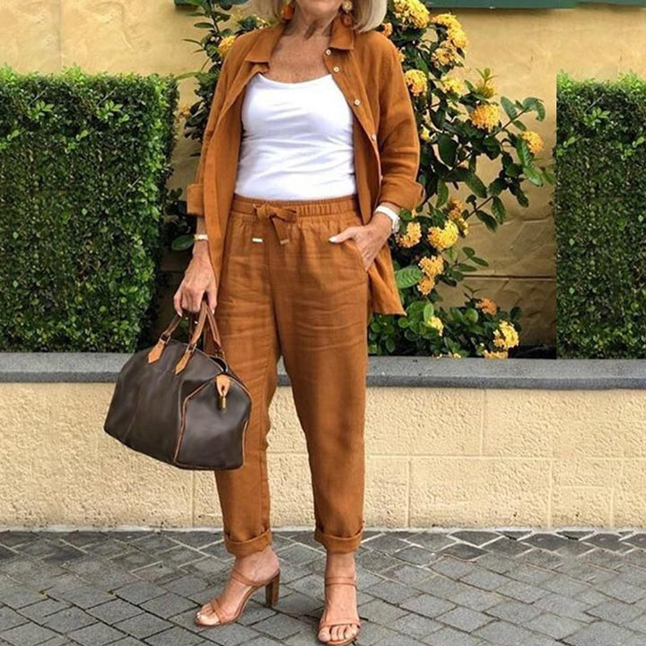 Women's Two Piece Set Shirt Jacket Drawstring Pants