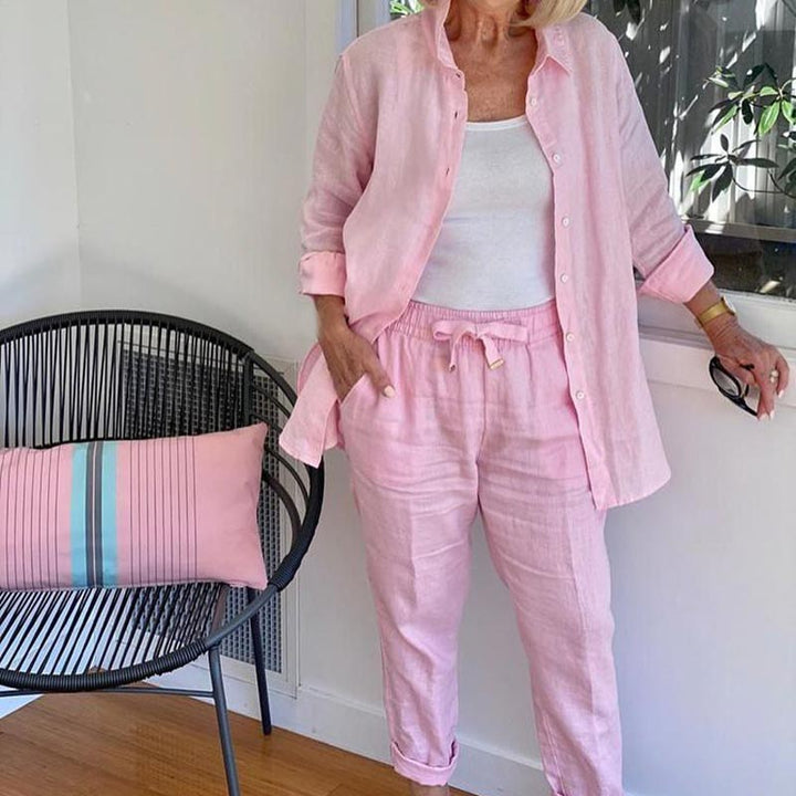 Women's Two Piece Set Shirt Jacket Drawstring Pants