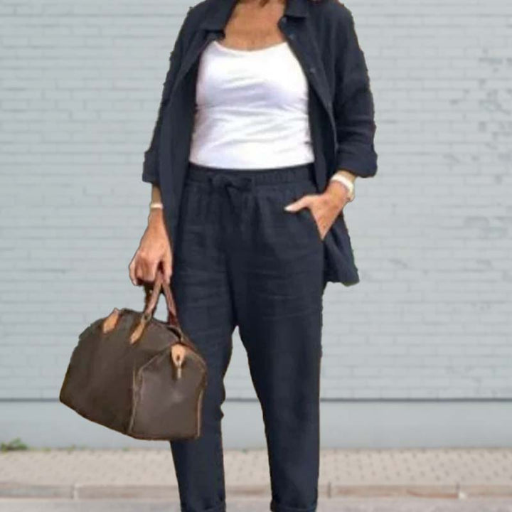 Women's Two Piece Set Shirt Jacket Drawstring Pants