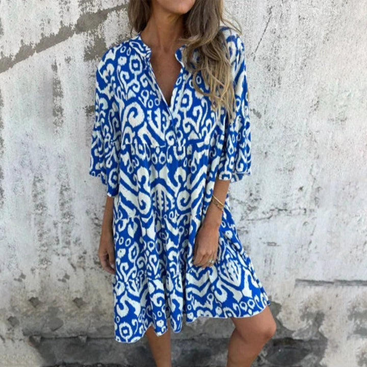 Women's Printed Draped Elegant Dress