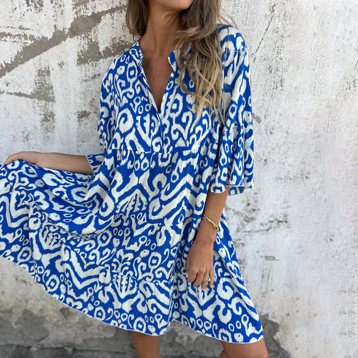 Women's Printed Draped Elegant Dress