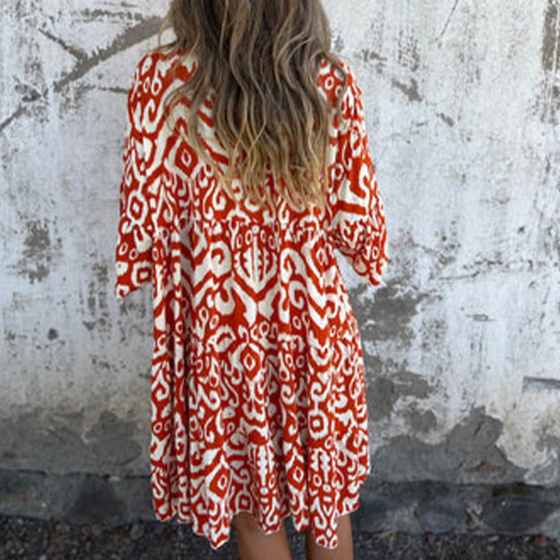 Women's Printed Draped Elegant Dress