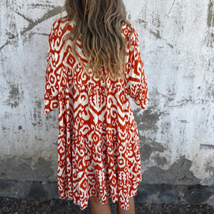 Women's Printed Draped Elegant Dress