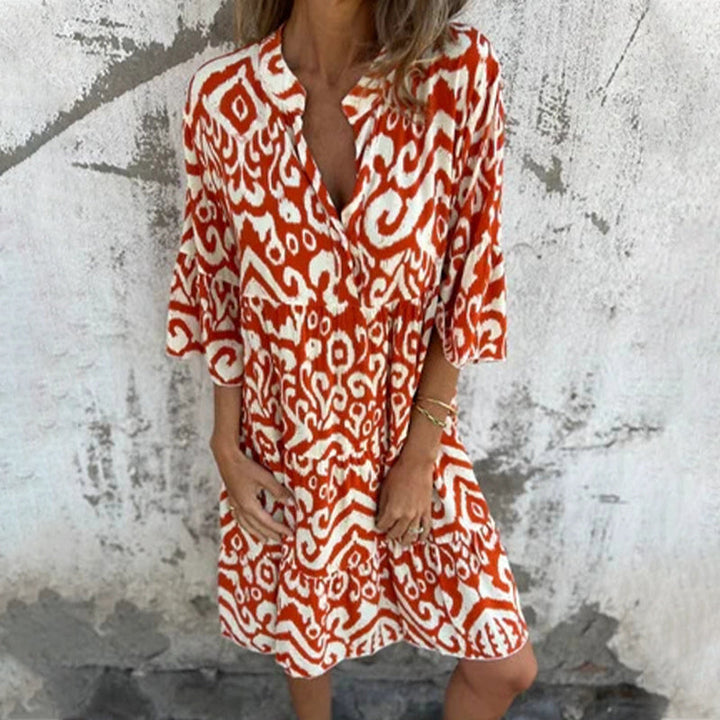 Women's Printed Draped Elegant Dress