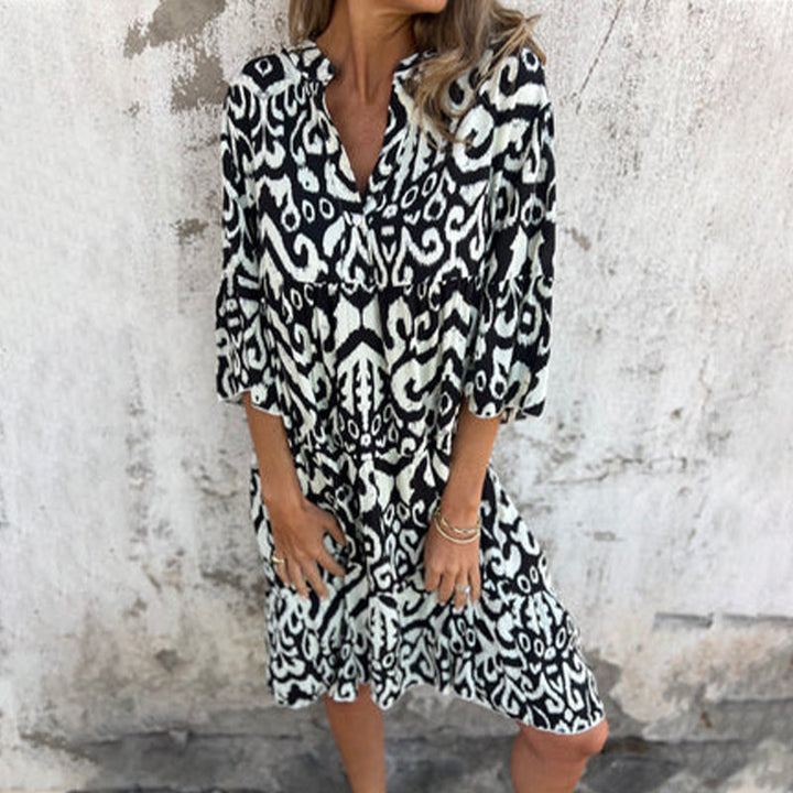 Women's Printed Draped Elegant Dress