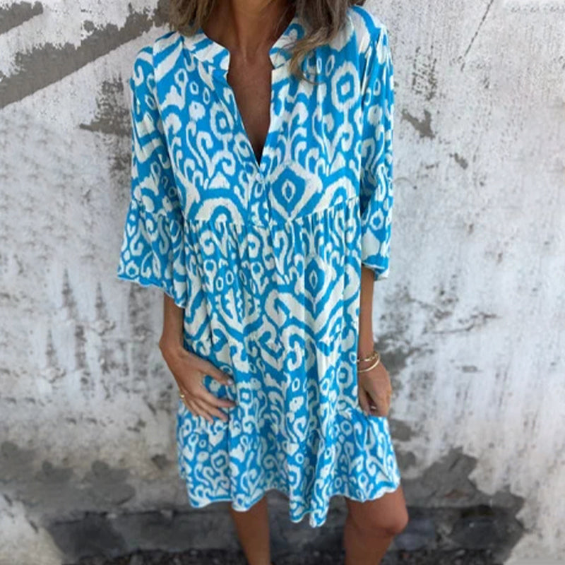 Women's Printed Draped Elegant Dress