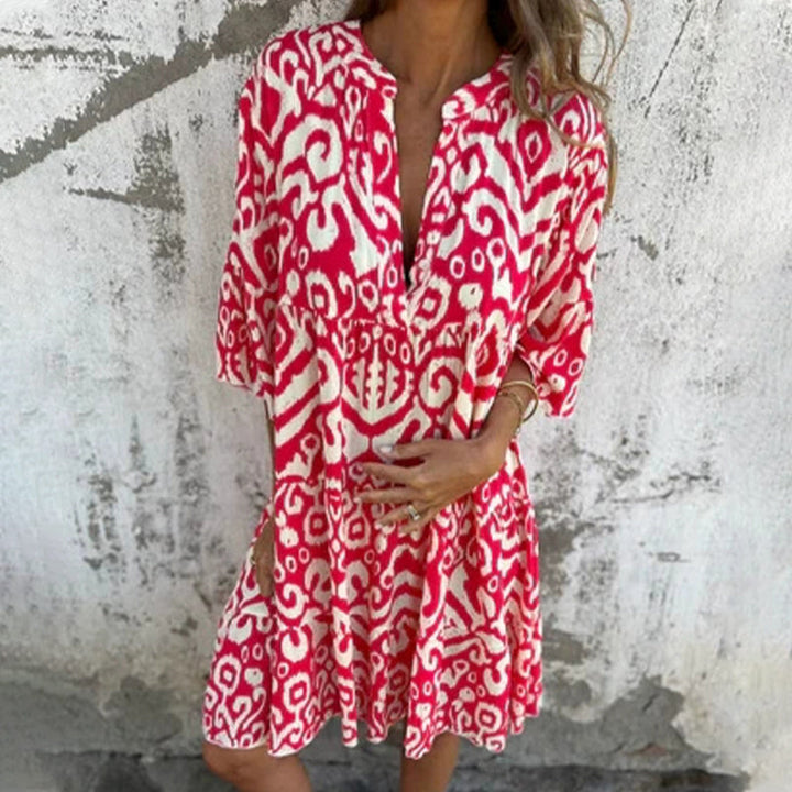 Women's Printed Draped Elegant Dress