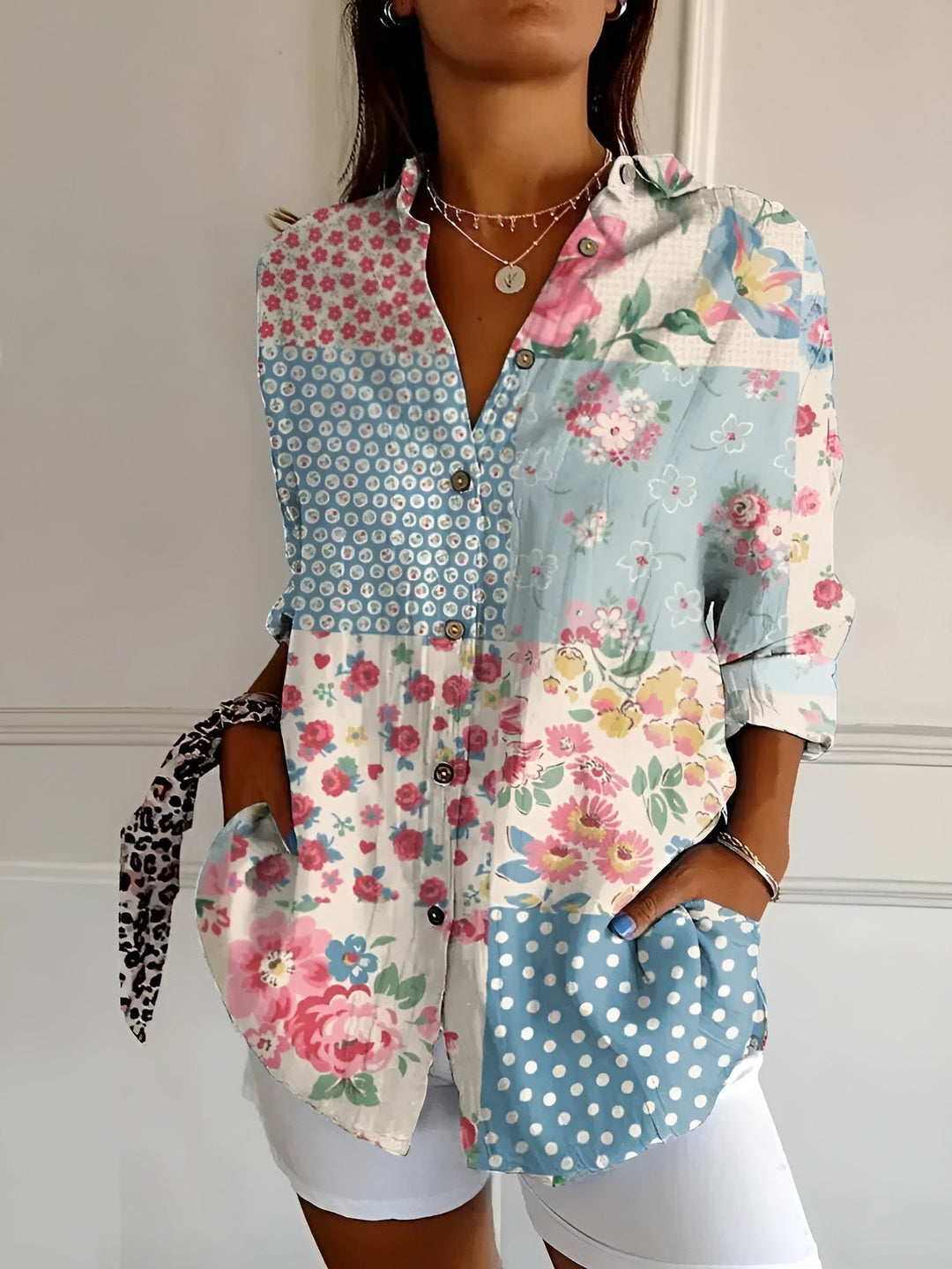 Women's Chic Blouse with Whimsical Prints
