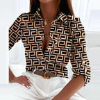 Women’s Printed Button-Up Blouse | Long Sleeve