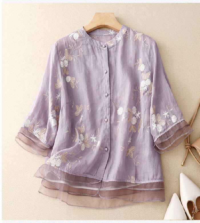Women's Chic Blouse with Embroidered Accents