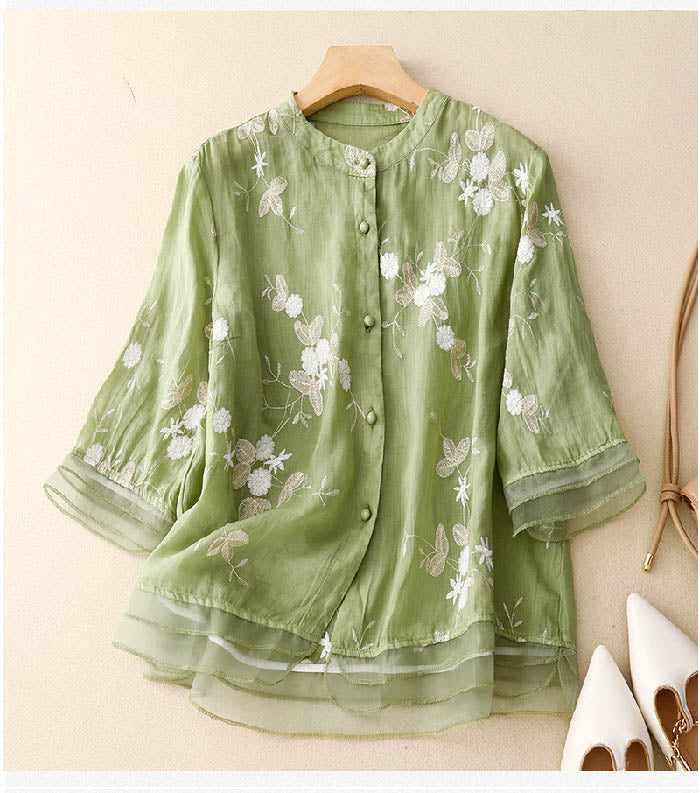 Women's Chic Blouse with Embroidered Accents