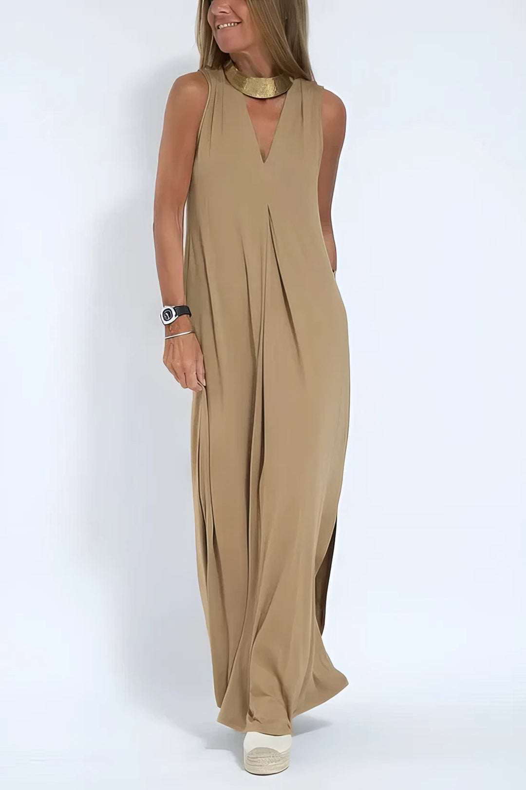 Women's Elegant Long Dress with Coordinated Cardigan